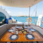 Lagoon 410 Catamaran Charter Back Outdoor dining